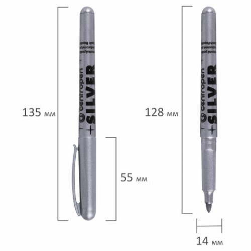 Маркер для декорирования СЕРЕБРЯНЫЙ CENTROPEN, круглый наконечник, 1,5-3 мм, 2690, 6 2690 0194