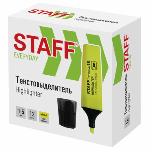 Текстовыделитель STAFF "EVERYDAY HL-638", ЖЕЛТЫЙ, линия 1-5 мм, 151638