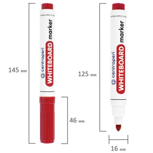 Маркер стираемый для белой доски КРАСНЫЙ, CENTROPEN "Dry-Wipe", 2,5 мм, 8559, 5 8559 0104