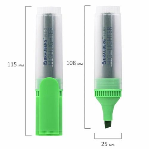 Набор текстовыделителей BRAUBERG 4 шт., АССОРТИ, "FLUO", линия 1-5 мм, 150403