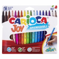 Фломастеры CARIOCA (Италия) "Joy" 18 цветов, суперсмываемые, вентилируемый колпачок, 40555