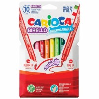 Фломастеры двухсторонние CARIOCA (Италия) "Birello", 10 цветов, 2 пишущих узла 2,5 и 5 мм, суперсмываемые