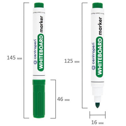 Маркер стираемый для белой доски ЗЕЛЕНЫЙ, CENTROPEN "Dry-Wipe", 2,5 мм, 8559, 5 8559 0110