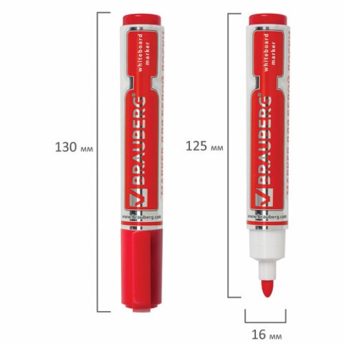 Маркер стираемый для белой доски КРАСНЫЙ, BRAUBERG "Neo", 5 мм, с клипом, 150489