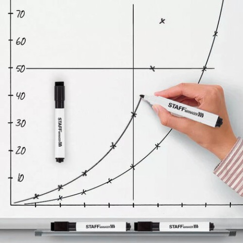 Маркер стираемый для белой доски на магните со стирателем, ЧЕРНЫЙ, STAFF "Manager" WBM-002, 3 мм, 152002