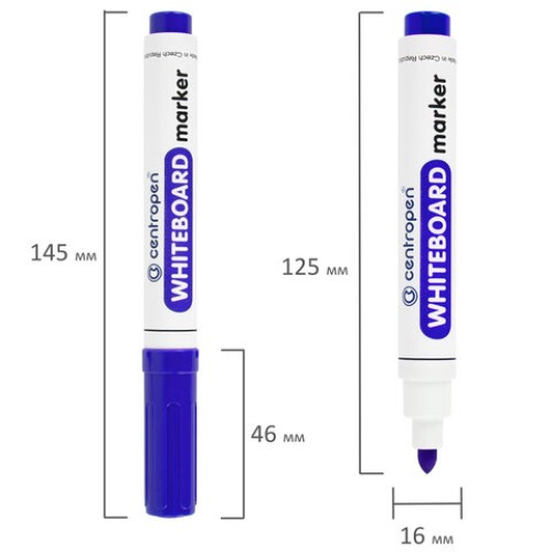 Маркер стираемый для белой доски СИНИЙ, CENTROPEN "Dry-Wipe", 2,5 мм, 8559, 5 8559 0117