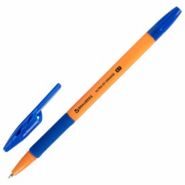 Ручка шариковая с грипом BRAUBERG "ULTRA GT ORANGE", СИНЯЯ, корпус оранжевый, линия 0,35 мм, 144052