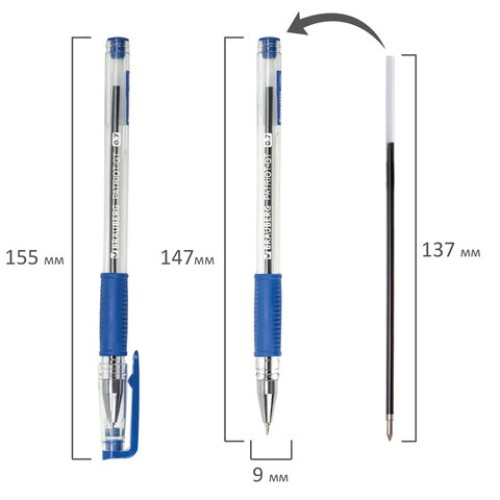 Ручка шариковая РОССИЯ "PATRIOT-GT", СИНЯЯ, корпус прозрачный, 0,7 мм, линия письма 0,35 мм, BRAUBERG, 143961