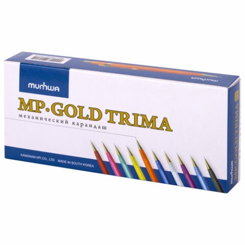 Карандаш механический 0,5 мм, MUNHWA "MP Gold Trima", ластик, корпус ассорти, BMPG05