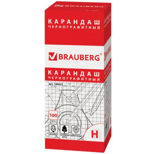 Карандаш чернографитный BRAUBERG, 1 шт., "Touch line", Н, корпус черный, заточенный, 180625