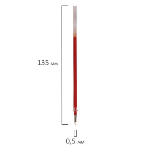 Стержень гелевый STAFF "Basic" GPR-232, 135 мм, КРАСНЫЙ, узел 0,5 мм, линия письма 0,35 мм, 170233
