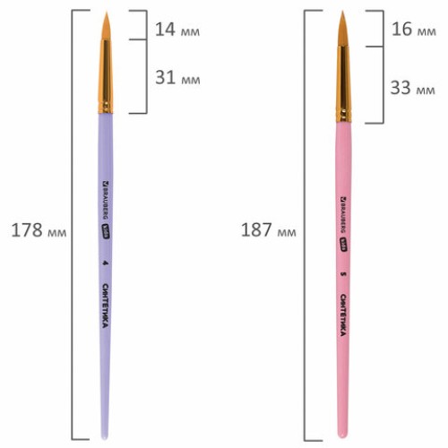 Кисти СИНТЕТИКА набор 5 шт. (круглые № 1, 2, 3, 4, 5), блистер, BRAUBERG KIDS, 201076