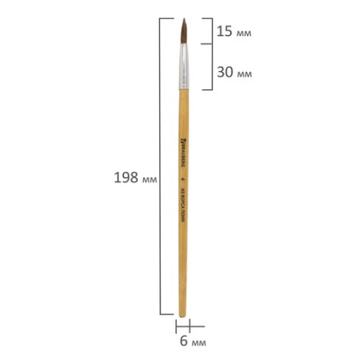 Кисть BRAUBERG, пони, круглая, № 4, 200190