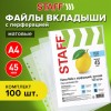 Папки-файлы перфорированные, А4, STAFF, комплект 100 шт., матовые, 45 мкм, 226832