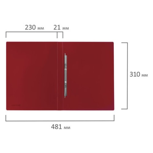 Папка с металлическим скоросшивателем BRAUBERG стандарт, красная, до 100 листов, 0,6 мм, 221632