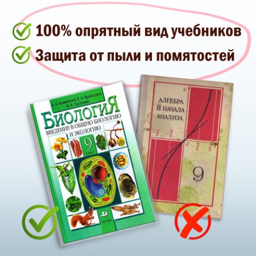 Обложки ПВХ для учебников МАЛОГО ФОРМАТА, КОМПЛЕКТ 5 шт., ПЛОТНЫЕ, 120 мкм, 233х455 мм, универсальный размер, прозрачные, ПИФАГОР, 224840