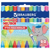 Восковые мелки утолщенные BRAUBERG, НАБОР 12 цветов, 222966