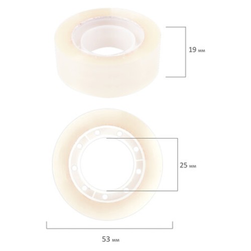 Клейкие ленты 19 мм х 33 м канцелярские BRAUBERG, комплект 12 шт., прозрачные, 223125