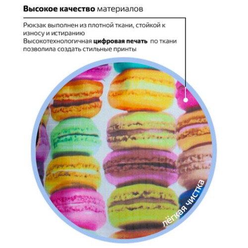 Рюкзак BRAUBERG СИТИ-ФОРМАТ универсальный, "Sweets", разноцветный, 41х32х14 см, 225370